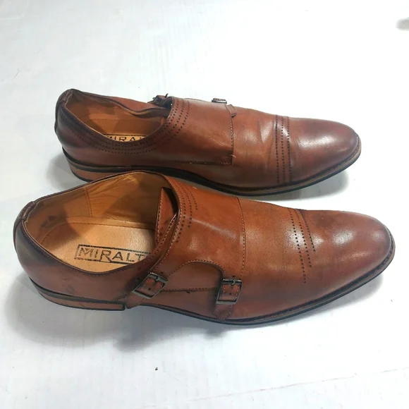Miralto Shoes Miralto Double Monk Strap Dress Shoes Mens Leather Cognac Size 2 Poshmark